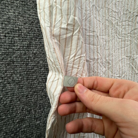 Standard Cloth Button Up Shirt Men's Size Large Striped Beige Short Sleeve NWT - Picture 11 of 11